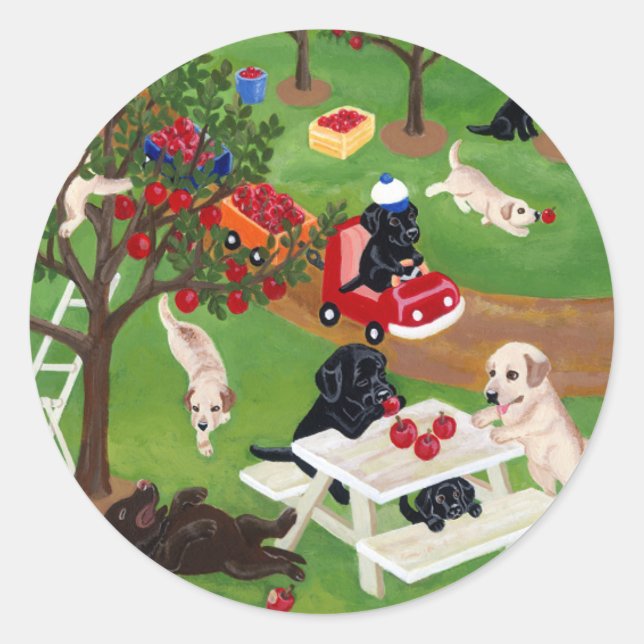 Apple Farm Labradors Classic Round Sticker (Front)