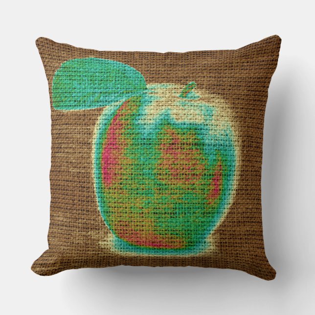 Apple Fine Art on Burlap Linen Jute #4 Cushion (Front)