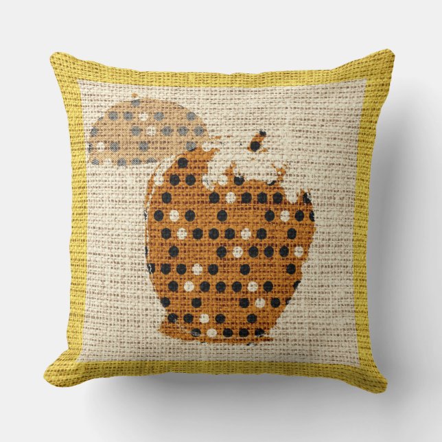 Apple Fine Art on Burlap Linen Jute Cushion (Front)