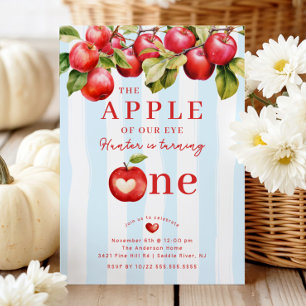 Apple First Birthday Party Invitation