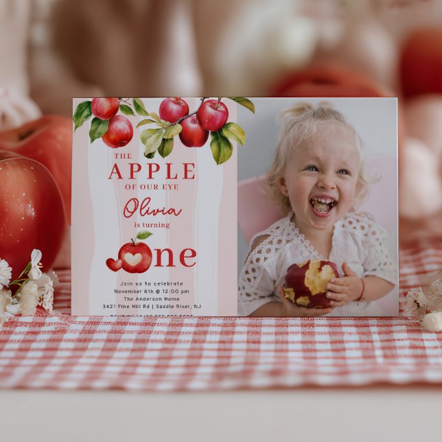 Apple First Birthday Party Invitation (Creator Uploaded)