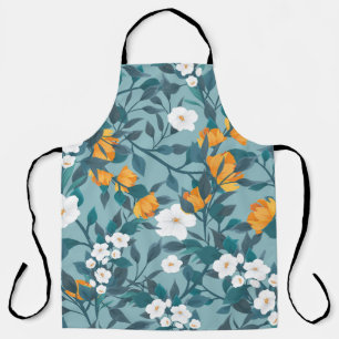 Apple Floral: Blooming Pattern Motif. Apron