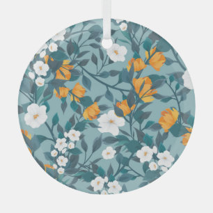 Apple Floral: Blooming Pattern Motif. Glass Tree Decoration