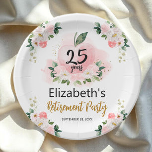 Apple Floral Teacher Retirement Party  Paper Plate