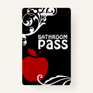 Apple Flouris Classroom Bathroom Pass for Teachers ID Badge