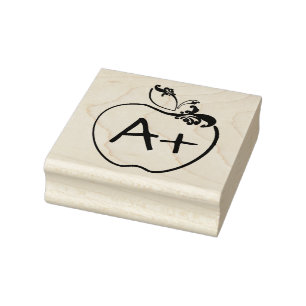 apple flourish teacher rubber stamp