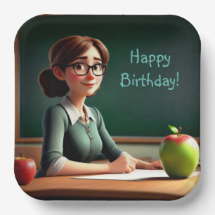 Apple for Teacher Birthday Paper Plate