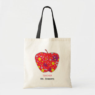 Apple For Teacher Budge Tote Bag