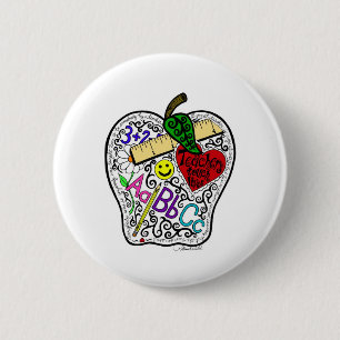 Apple for the teacher 6 cm round badge