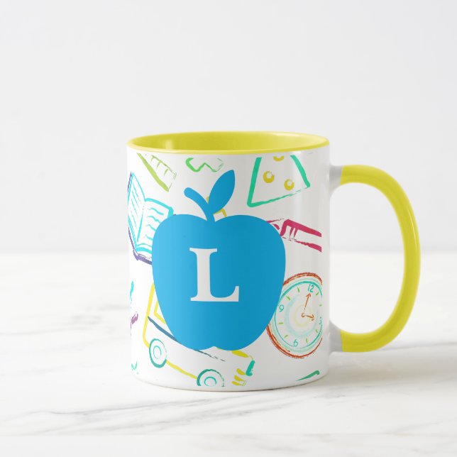 Apple for the Teacher Custom Monogram Mug (Right)