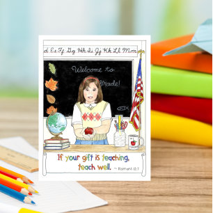 Apple for the Teacher Inspirational Postcard