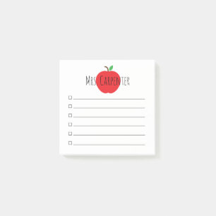 Apple for the Teacher Personalized Check List Post-it Notes