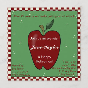 Apple for the Teacher Retirement Party Invitation