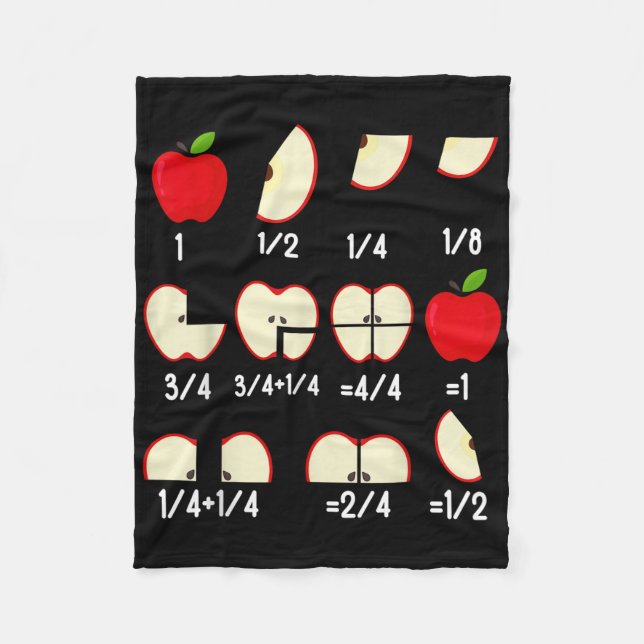 Apple Fraction Math Teachers Back To School Educat Fleece Blanket (Front)