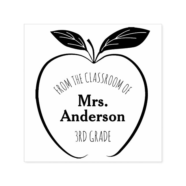 Apple From The Classroom of Personalised Self-inking Stamp (Design)