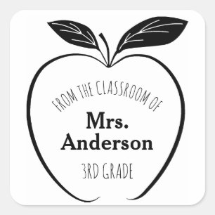 Apple From The Classroom of Personalised Square Sticker