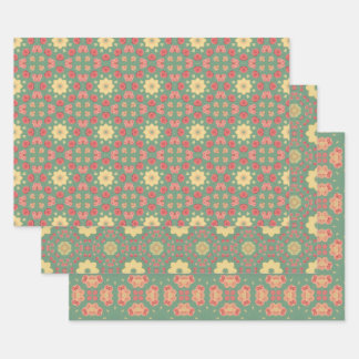 Apple Fruit Abstract Vintage Geometric Pattern 1 Wrapping Paper Sheet