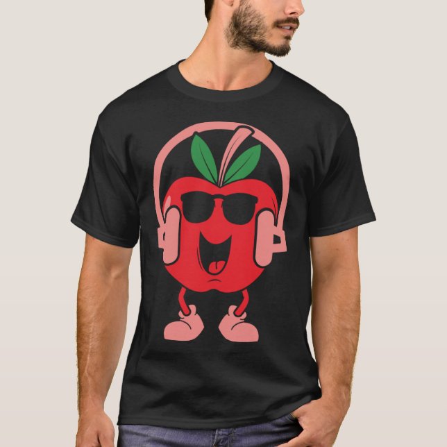 Apple  Fruit Cute Fruit Eater Basket Picker T-Shirt (Front)