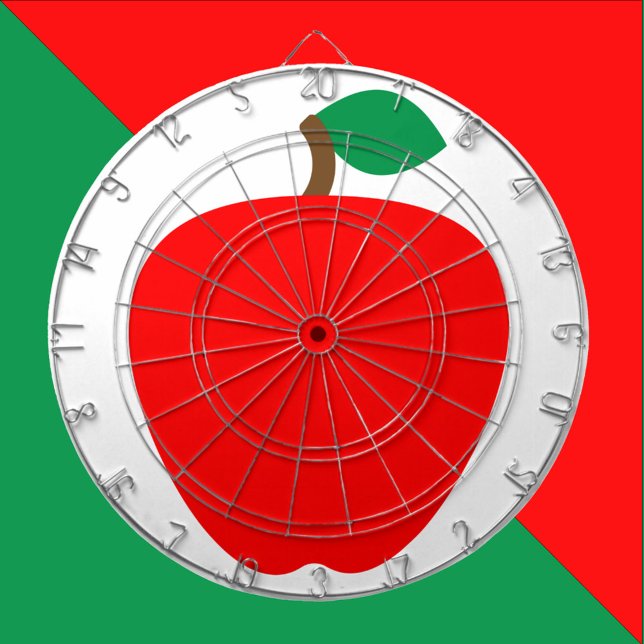 Apple Fruit Red Dartboard (A dartboard with a red apple.)