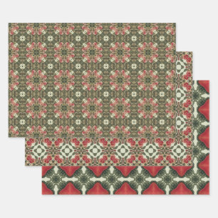 Apple Fruit Vintage Vibrant Abstract Pattern Set 5 Wrapping Paper Sheet