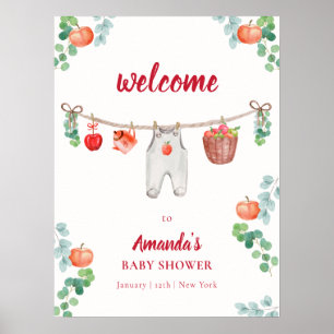 Apple Garden Clothesline Baby Shower Welcome  Poster
