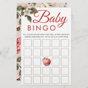 Apple & Gingham Baby Shower Bingo Game Cards