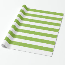 Apple Green and White Large Striped Wrapping Paper
