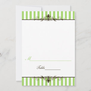 Apple Green and White Stripe Tent Style Placecard