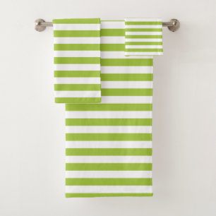 Apple Green and White Stripes Bath Towel Set