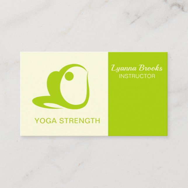 Apple Green Beige Yoga Strength Business Card (Front)