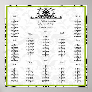 Apple Green & Black Bumble Seating Chart 12 Tables