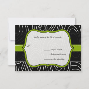 Apple Green Black Vintage Damask Wedding Invite