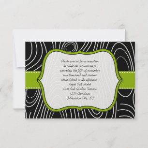 Apple Green Black Wood Grain Reception Card