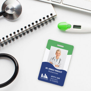 Apple Green Blue Waves Logo & Photo Employee ID Badge
