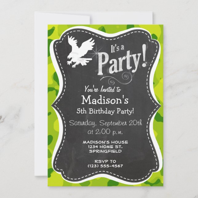 Apple Green Camo; Eagle Invitation (Front)
