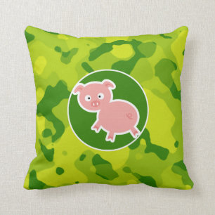 Apple Green Camo; Pig Cushion