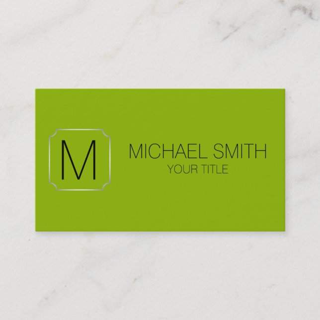Apple green colour background business card (Front)