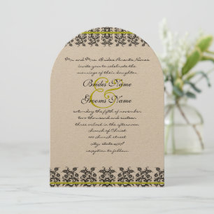 Apple Green Damask Borders Wedding Invitation
