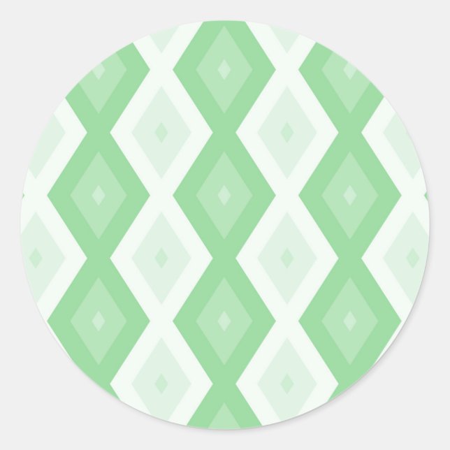 Apple green diamond pattern classic round sticker (Front)