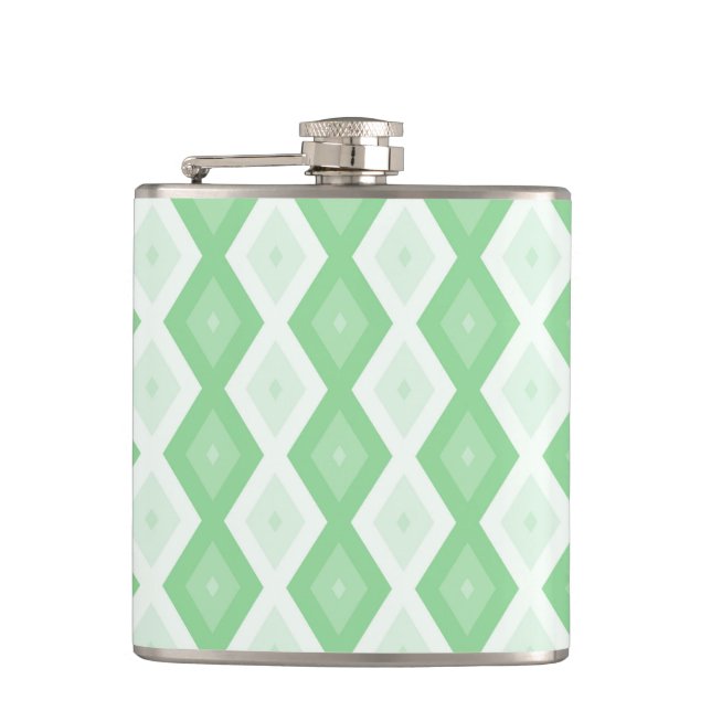 Apple green diamond pattern hip flask (Front)
