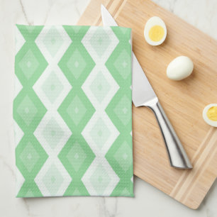 Apple green diamond pattern tea towel