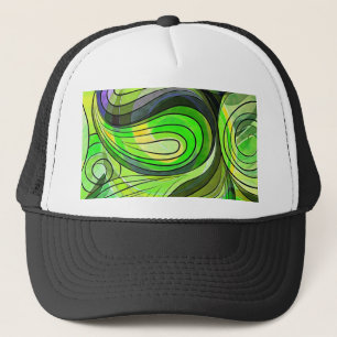 Apple Green Doodle With Black Lines Trucker Hat