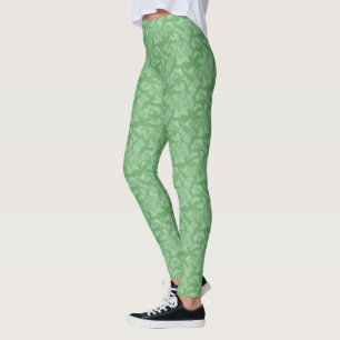Apple Green Fractal Style Background Leggings