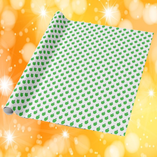 Apple Green Fruit Pattern Wrapping Paper (Wrapping paper with a fun pattern of green apples)