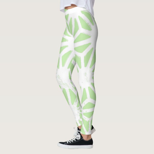 Apple green geometric pattern leggings (Left)