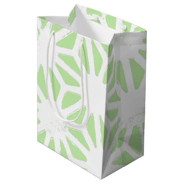 Apple green geometric pattern medium gift bag (Back Angled)