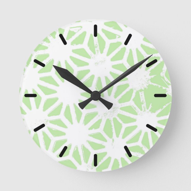 Apple green geometric pattern round clock (Front)