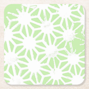 Apple green geometric pattern square paper coaster