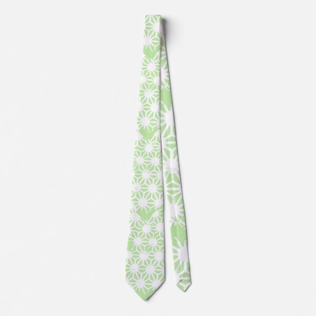 Apple green geometric pattern tie (Front)