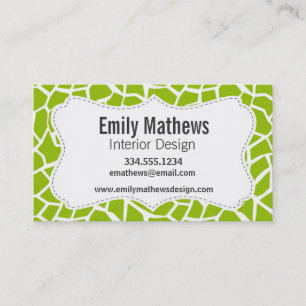 Apple Green Giraffe Animal Print Business Card